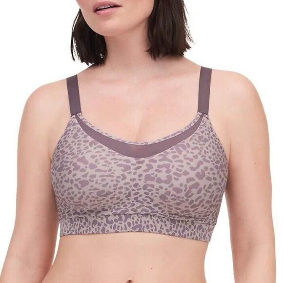 Chantelle Women Taupe Animal Print Wireless Low Impact Athletics Bra Size S